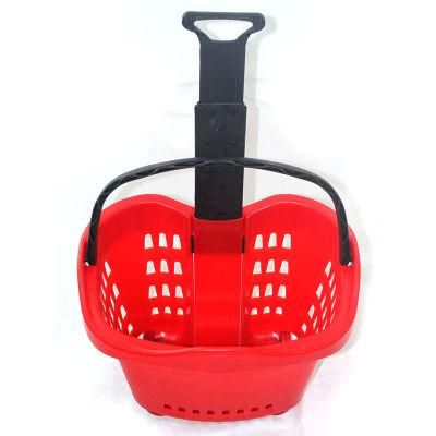 Retractable Handle Plastic Shopping Basket (ZC-13)