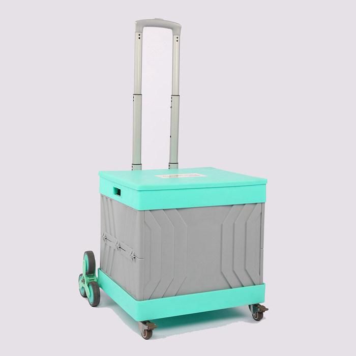 China Factory Plastic Collapsible Trolley Portable Folding Hand Cart for Shopping