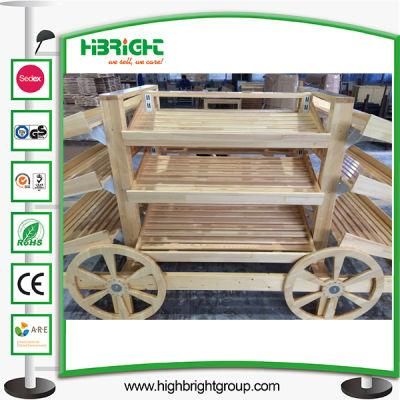 Wooden Supermarket Vegetables Racks Fruits Car Display Stand