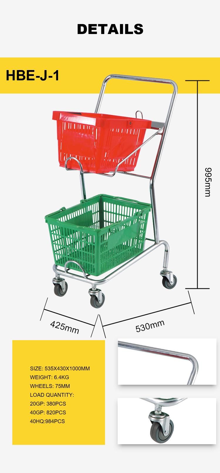 Steel Material Unfolding Double Basket Shopping Cart