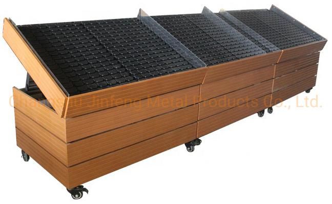 Supermarket Display Metal Wooden Fruit and Vegetable Stand Rack