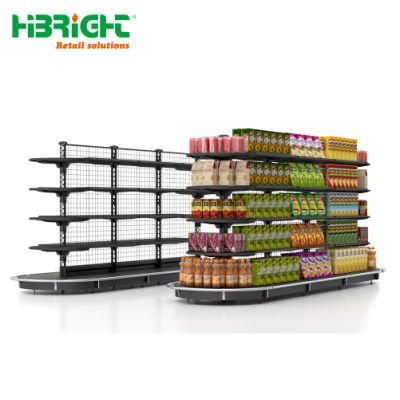 Round Style Gondola Supermarket Iron Shelf