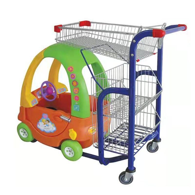 New Style Supermarket Children Trolley Plastic Shopping Cart with Basket