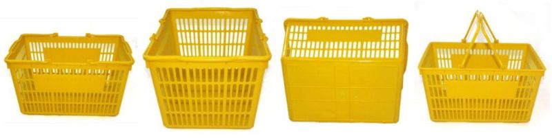 New Large Flat Bottom Portable Plastic Basket for Supermarket Shopping