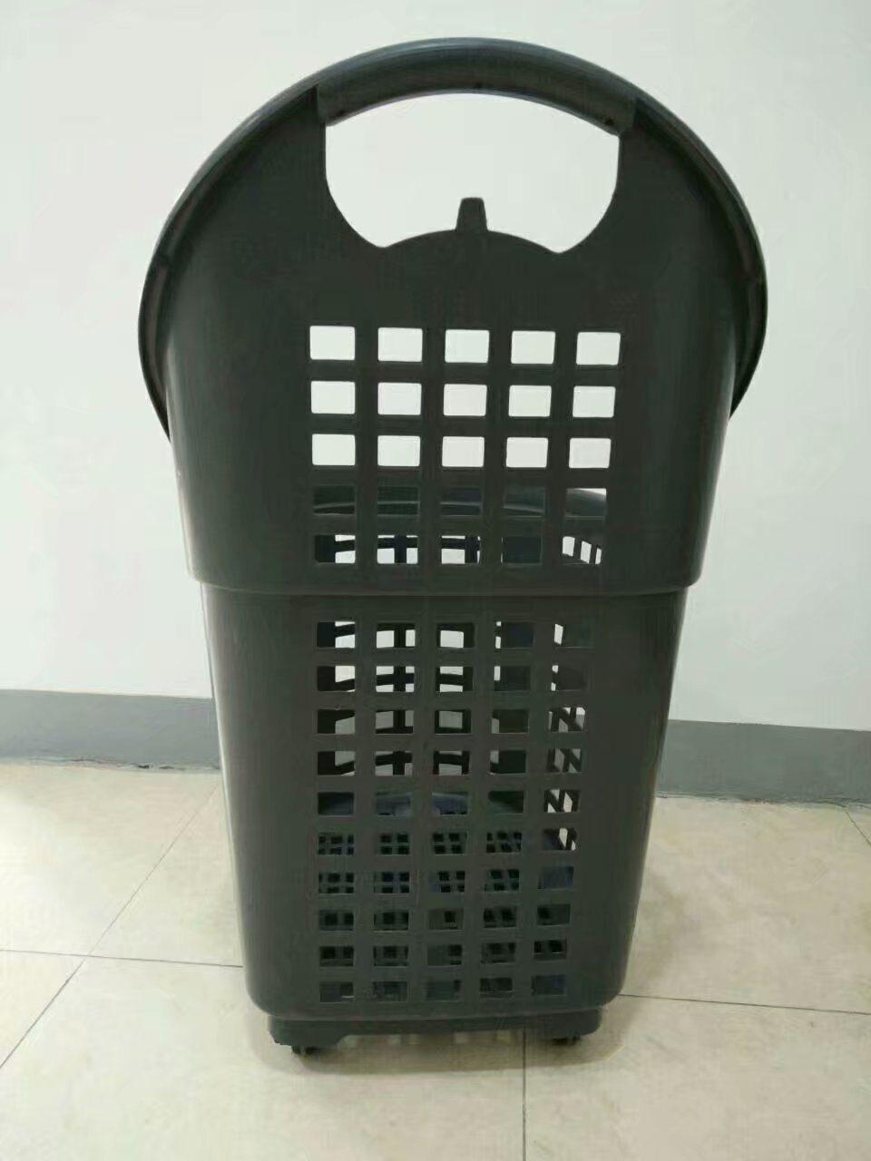 Big Volume Plastic Shopping Basket Cart with Casters