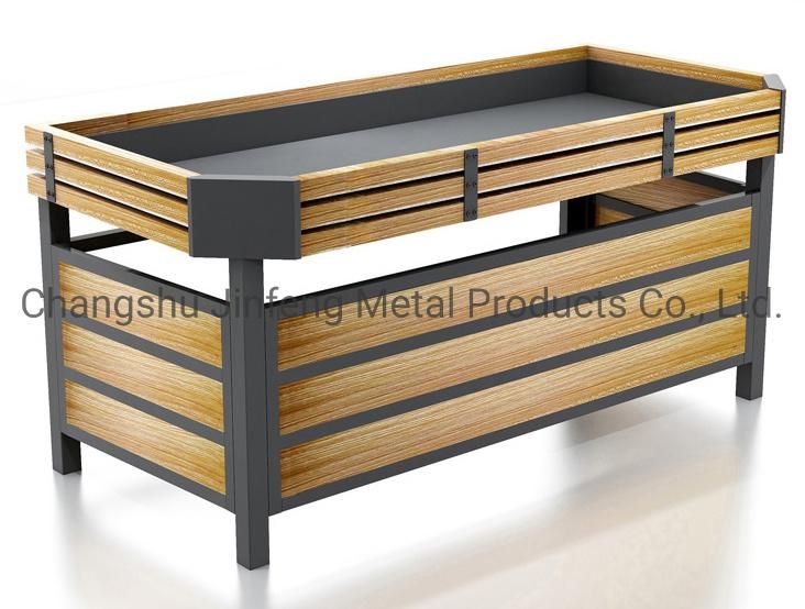 Supermarket Shelf Cold-Rolled Steel & Wooden Fruit and Vegetable Display Shelves