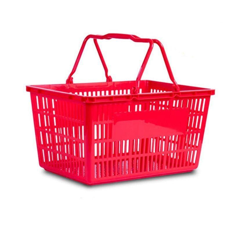 Supermarket Black Shopping Plastic Basket with Two Handles Basket