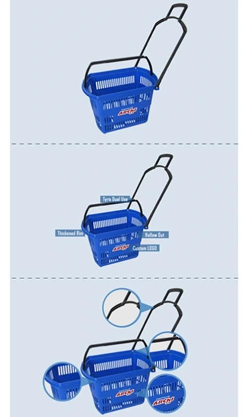 Supermarket Shopping Trolley Basket Plastic Handle Shopping Basket