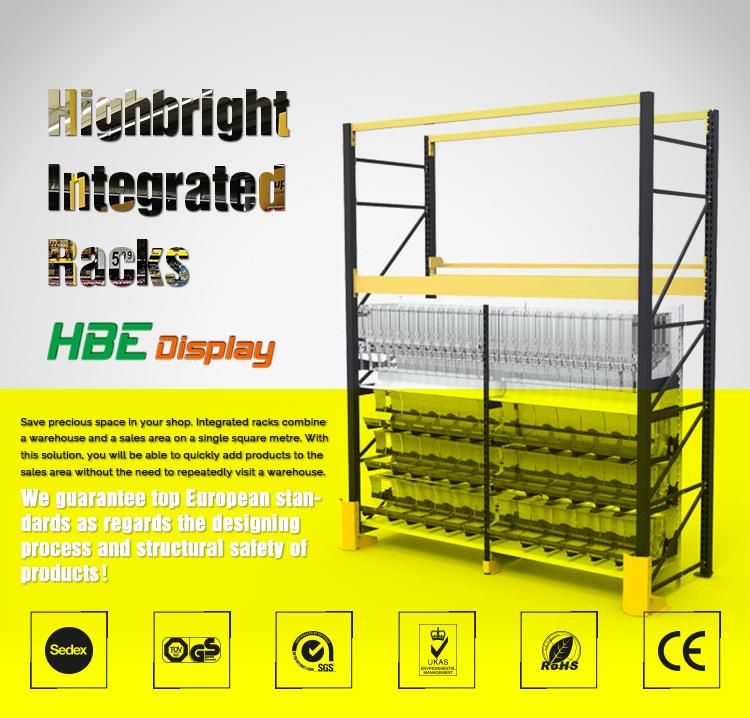 Multifunction Supermarket Shelf with Top Storage Rack