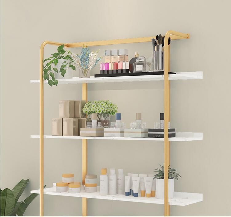 Cosmetic Display Stands Shopping Mall Makeup Stand Rack Design LED Light Wooden Cosmetic Eyelash Stands Rack Display Shelving