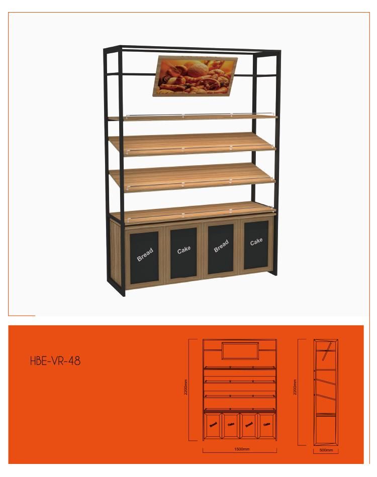 Show Case Metal and Wood Supermarket Bread Cake Shelf