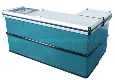 Supermarket Cashier Desk Convenience Store Metal Checkout Counter Jf-Cc-039