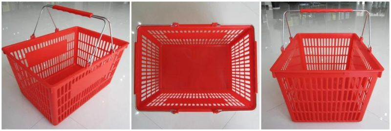 Large Capacity Electroplating Handle Flat Hand Basket for Supermarket Shopping