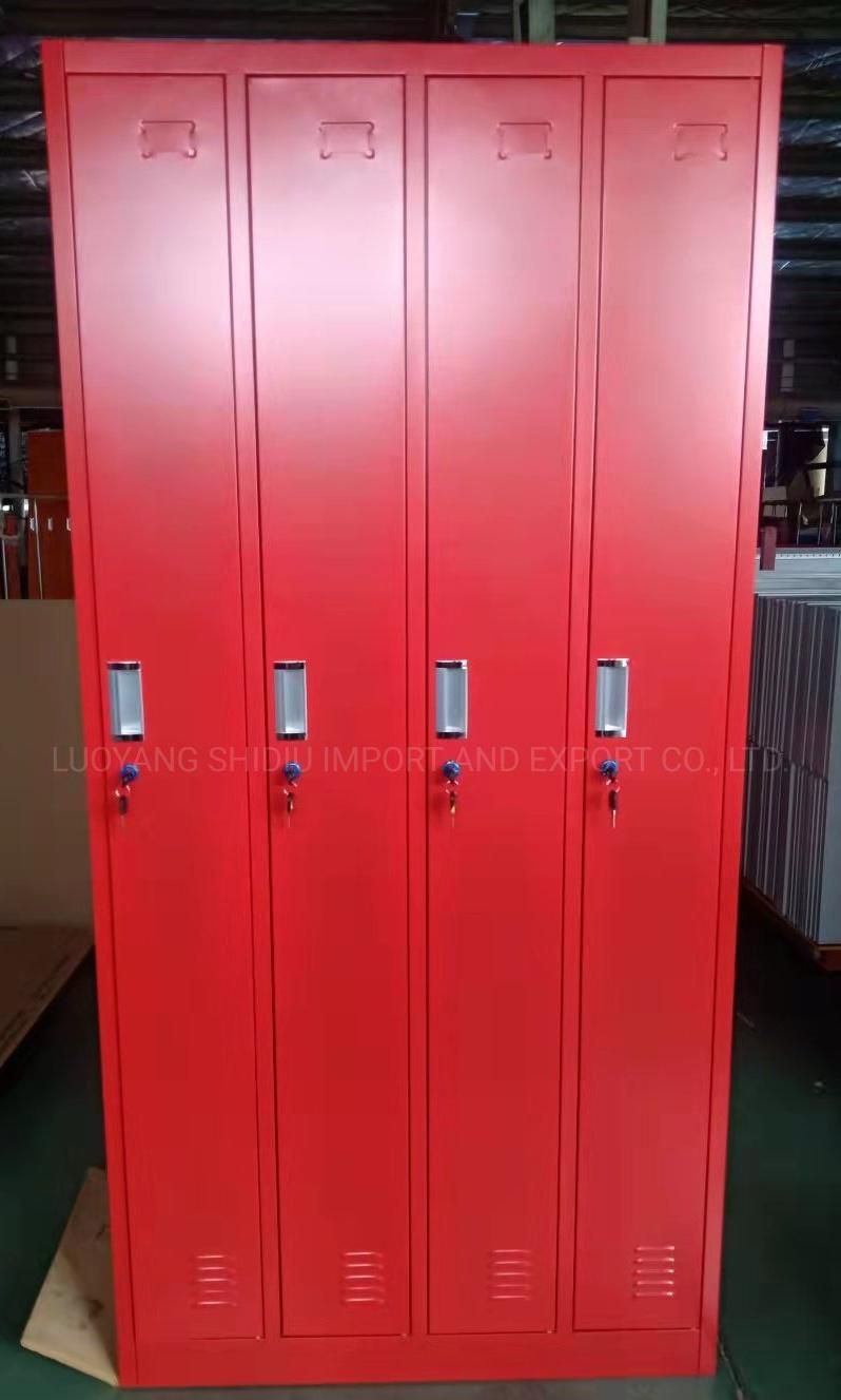 Red Kd 4 Doors Personal Changing Room Locker with Hanger/Shelf