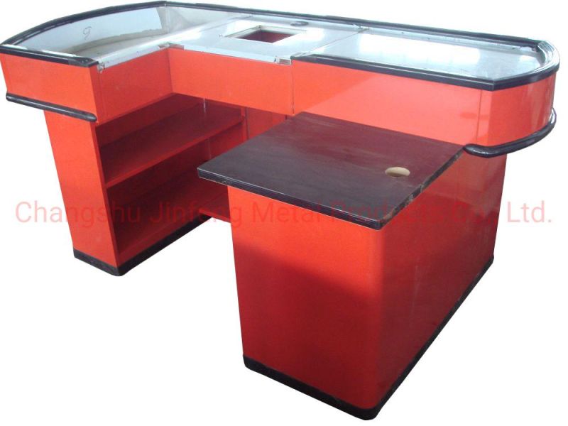 Supermarket Checkout Counter Shop Metal Cashier Desk Jf-Cc-113