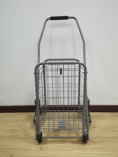 Steel Portable Folded Shopping Trolley with Handle