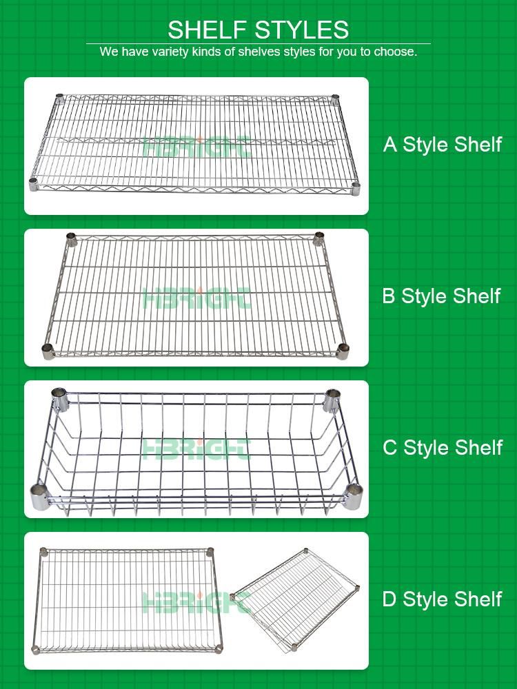 4 Tiers Adjustable Commercial Household Chrome Wire Storage Shelving