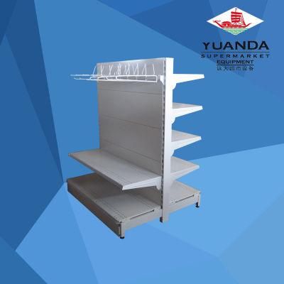 Double Sided Metal Gondola Supermarket Shelf with Hooks