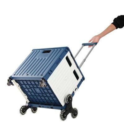 6 Wheels Climbings Tair Mini Folding Luggage Supermarket Foldable Small Portable Plastic Shopping Cart Trolley