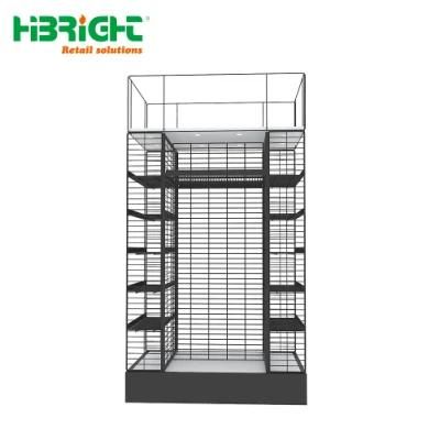 4 Way Display Metal Shelving with Advertising Board