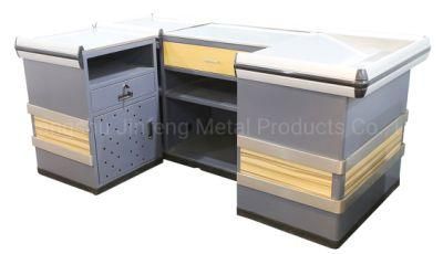 Supermarket Money Counter Metal and Wooden Store Checkout Counter