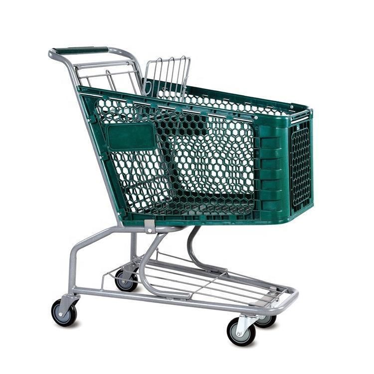 Factory Price Plastic Shopping Trolley Cart Supermarket Folding Trolley