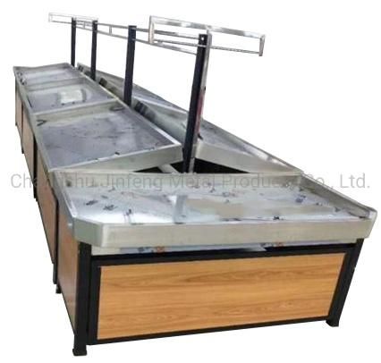 Fruit Vegetable Display Rack with Wood and Metal