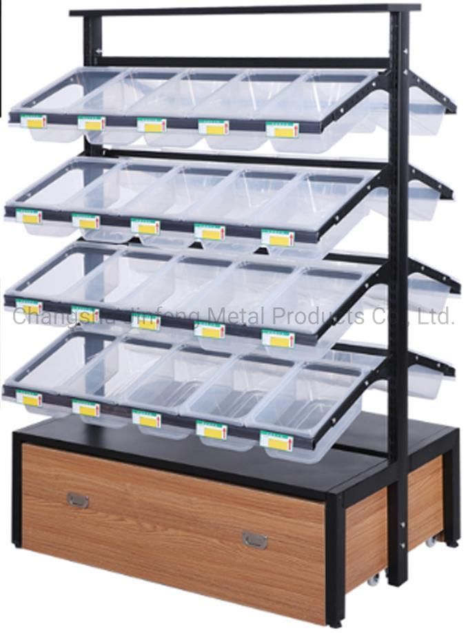 Supermarket Wooden Shelves for Bulk Food Wooden Display Stand