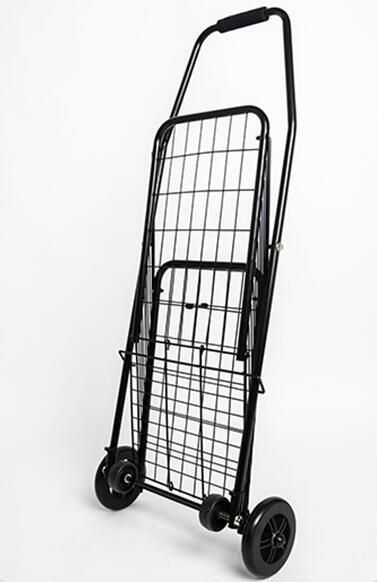 China Vintage Grocery Metal Folding Shopping Supermarket Cart with Swivel Wheels