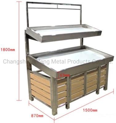 Supermarket Display Stand Vegetable and Fruit Display Rack with Wood