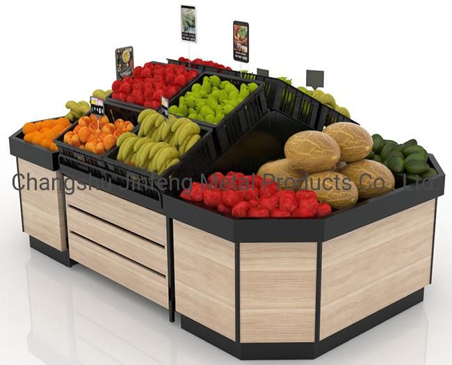 Supermarket Wooden Fruit Vegetable Display Rack