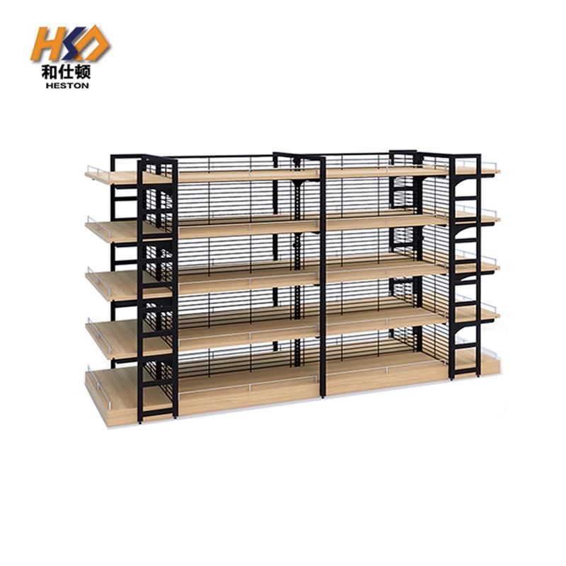 Black Gondola Shelf Metal Store Retail Shop Grocery Shelf Warehouse Stacking Racking