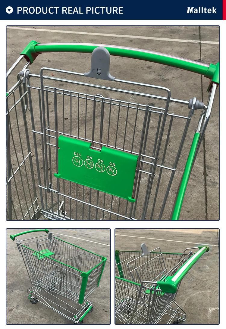 Convenient Steel Metal Supermarket Shopping Trolley with Elevator Wheels