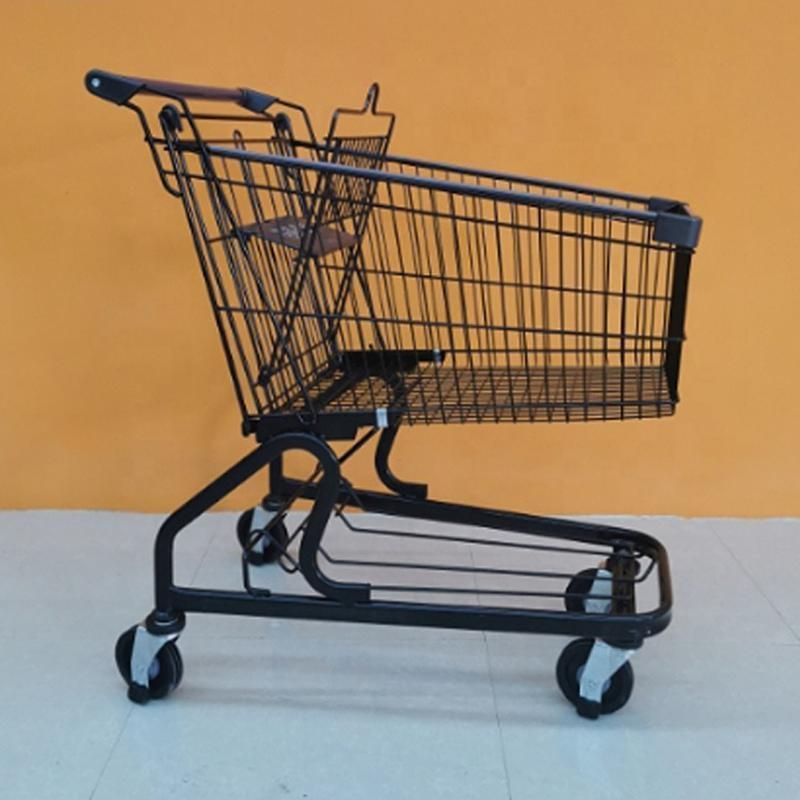 Supermarket Storage Use Hand Pull Trolley with Four Wheels