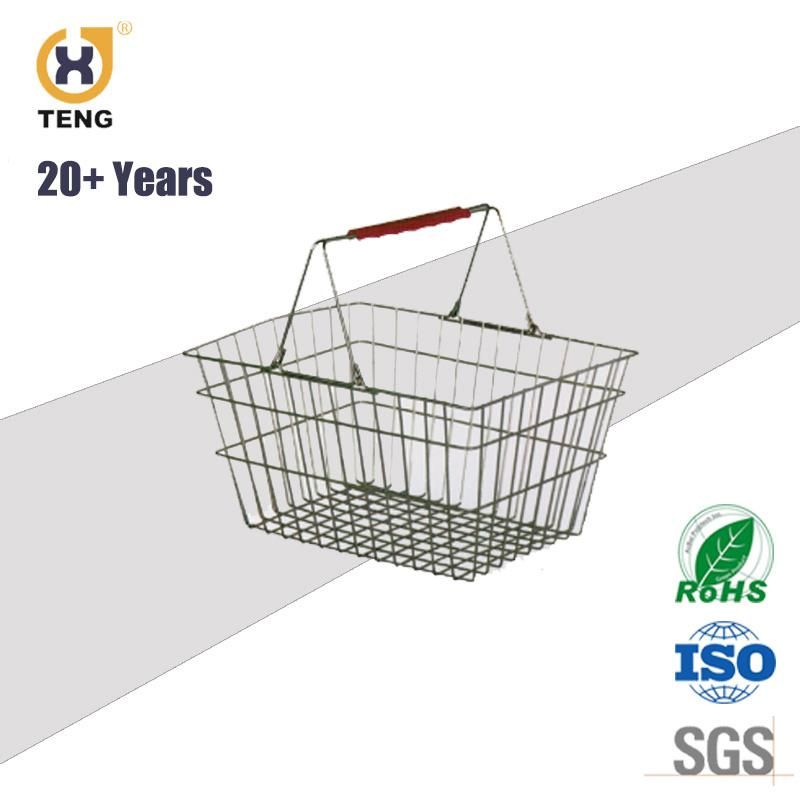 20L Metal Products Supermarket Shopping Handle Basket