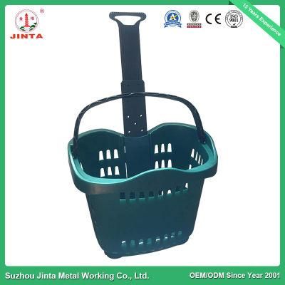 Supermarket Trolley Telescopic Handle Rolling Baskets