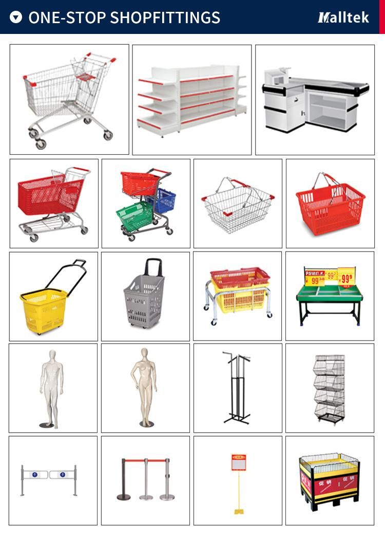 Hot Sale Asian Style Rolling Metal Supermarket Shopping Grocery Trolley Cart