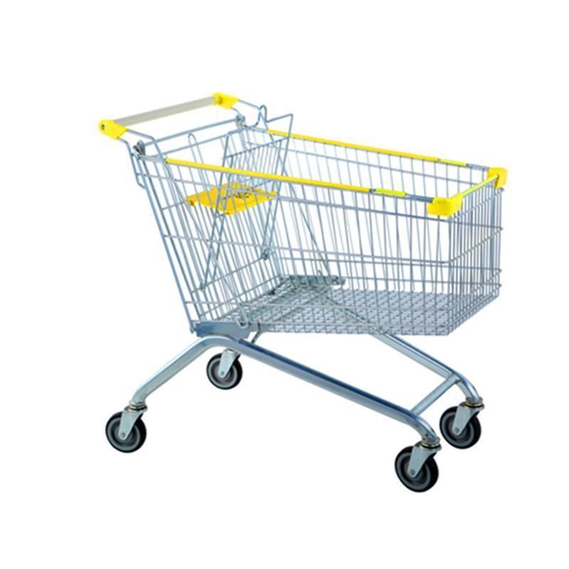 Hot Sale Metal Stainless Steel Supermarket Push Cart Foldable Mini Shopping Cart Shopping Trolley with Seat