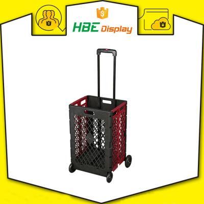 60L Portable Plastic Folding Box Pack and Roll Trolley Cart