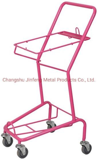 Supermarket Double Layers Metal Shopping Trolley Cart