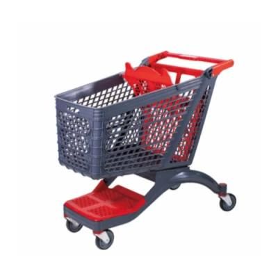 Reforced Plastic Shopping Cart with Huge Volume and Double Deck Storage