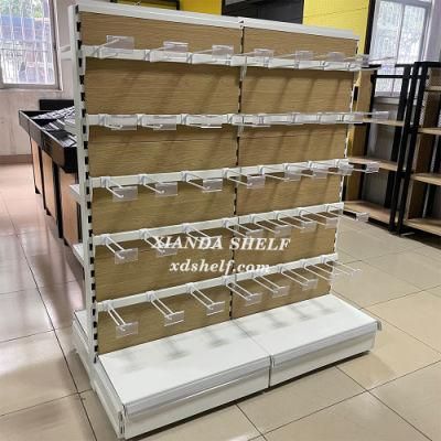 Backplane Style Supermarket Shelves Sweet Shop Display Stands Wooden Retail Box