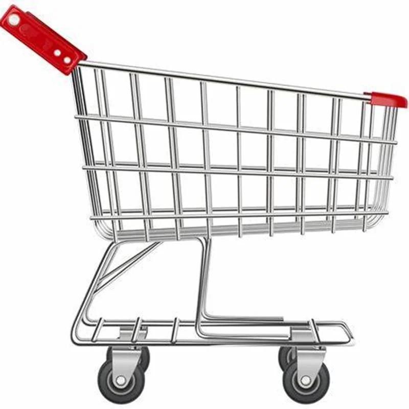 European Style Metallic Stainless Steel Supermarket Hypermarket Shopping Trolley