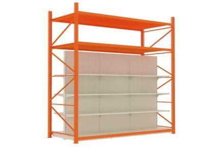 Multifunction Supermarket Shelf with Top Storage Rack