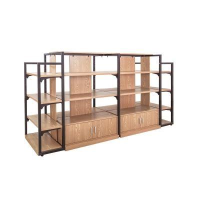 Wholesale Supermarket Steel-Wooden Shelves with Top Layer and End Shelf