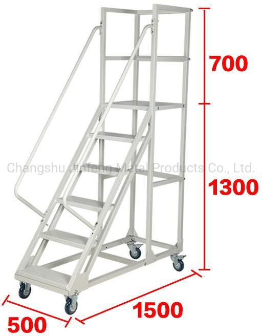 Warehouse Metal Step Ladder Movable Platform Step Ladder Cart