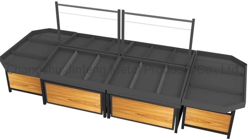 Supermarket Display Rack Vegetable and Fruit Display Stand with Wood