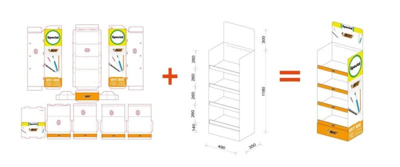 Customized 5 Tiers Merchandising Paper Retail Display Rack for Toys