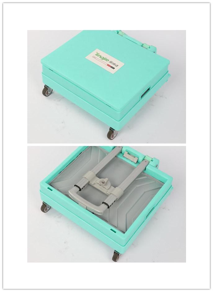 China Hot Sale Personal Folding Plastic Box Supermarket Cart with Adjustable Handle