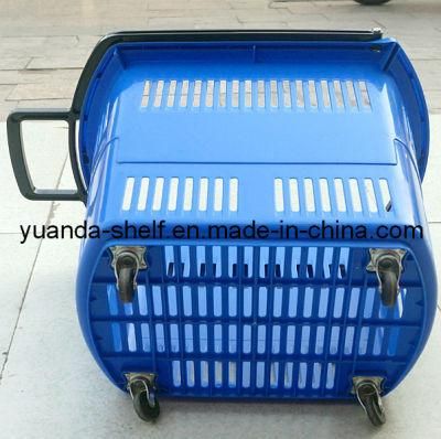 Wholesale Supermarket Plastic Wheeled Shopping Hand Basket